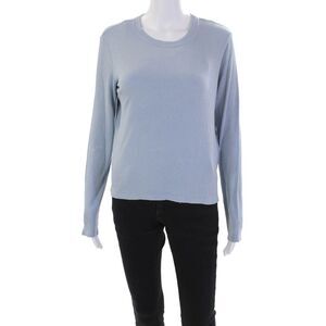 Sablyn Womens Ribbed Long Sleeves Crew Neck Sweater Sky Blue Size Small
